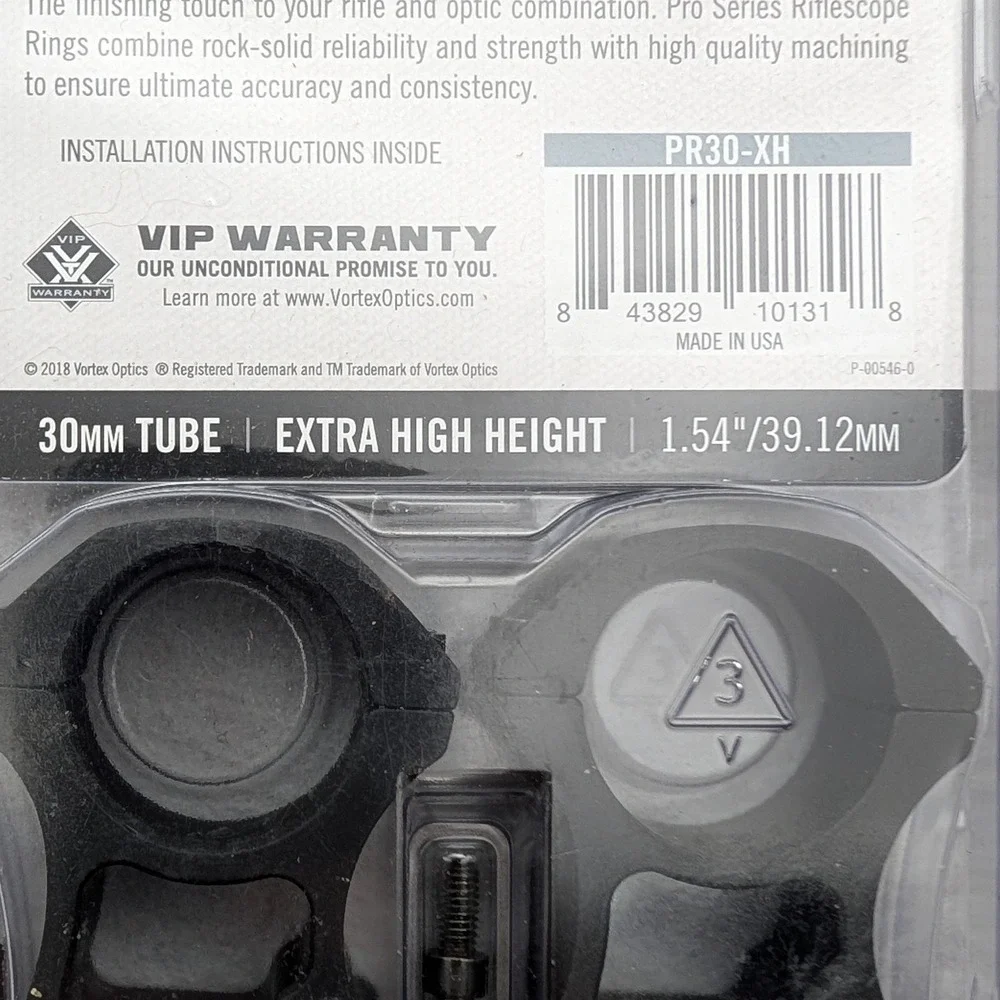 Vortex Pro Series Scope Rings 30mm Extra High Black Height Aluminum PR30-XH NEW